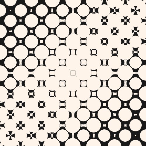 Diagonal halftone pattern with circles and squares vector image