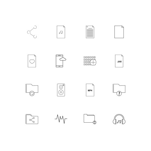Files and folders sign simple linear icons set vector image