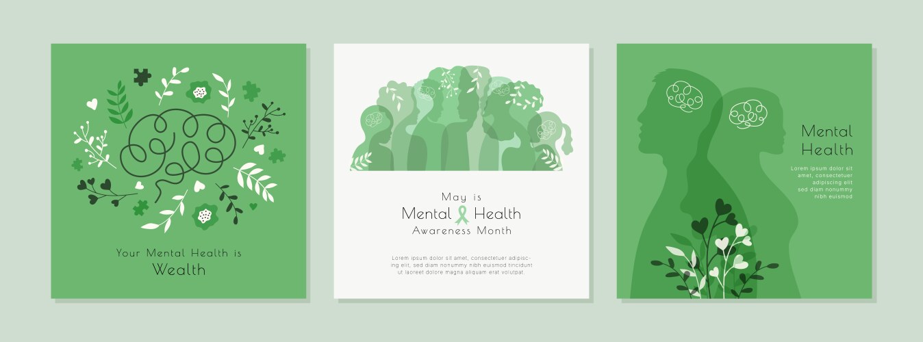 Mental Wellness Awareness Posters Vector Image