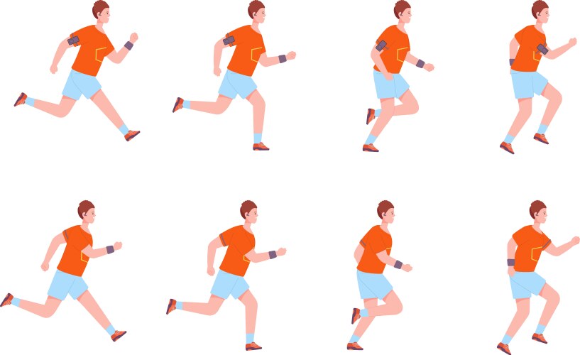 running man sequence run character frame vector image