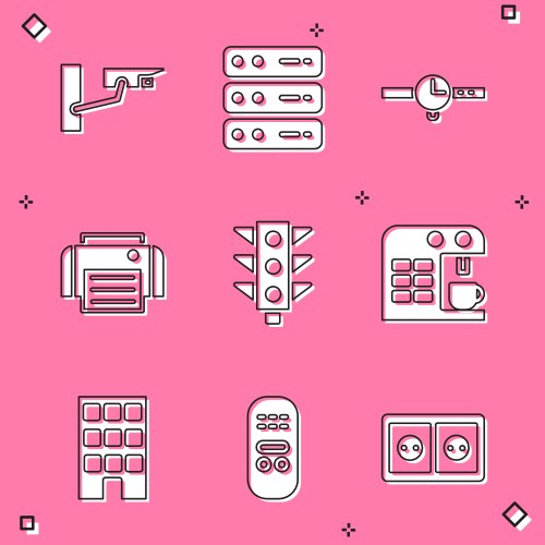 Set security camera server data web hosting vector image