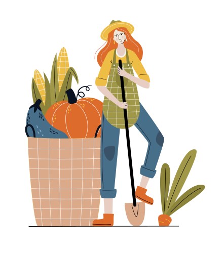 Farmer woman in modern style buy fresh organic vector image