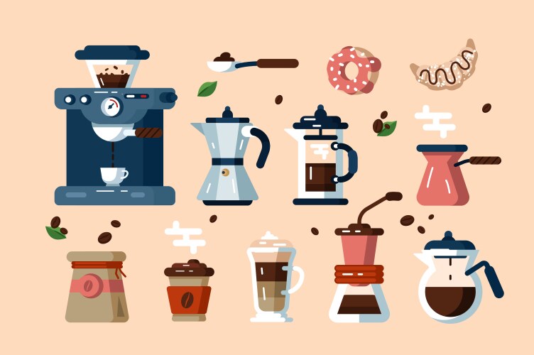 Coffee set template for cafe restaurant brand Vector Image