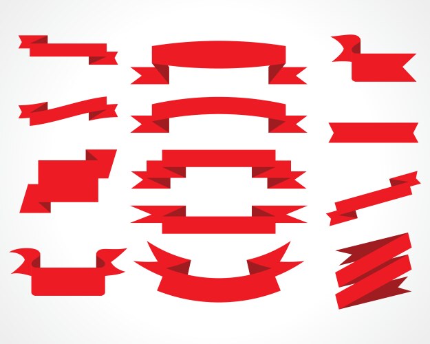 Big red ribbons set Royalty Free Vector Image - VectorStock