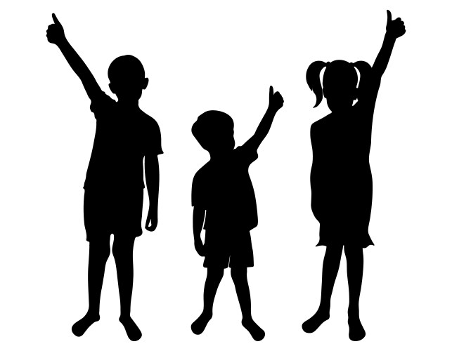 Children Giving Thumb Up Sign Silhouette Vector Image