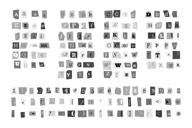 Ransom black font anonymous cutout notes vector image