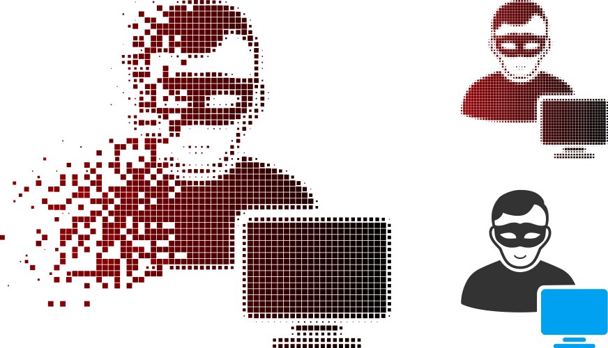 Sparkle pixel halftone computer hacker icon vector image