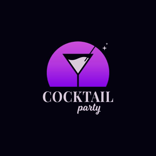 Martini Party Logo - Black Background Vector Image