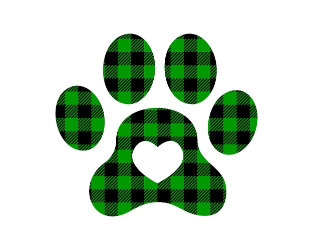 Dog paw silhouette with black and green christmas Vector Image