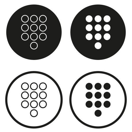 Circle menu icons dot grid buttons interface set vector image