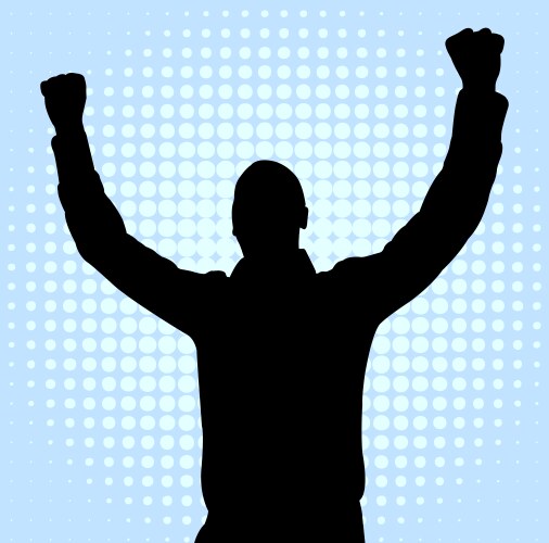 Celebration Silhouette of a Young Man Vector Image