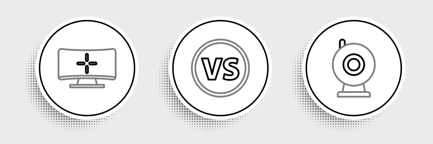 Set line web camera computer monitor and vs vector image