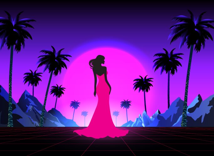 silhouette on sunset vector