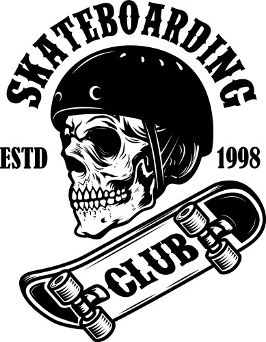 Skull Skate Club Emblem Vector Image