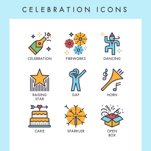 Celebration icons vector image