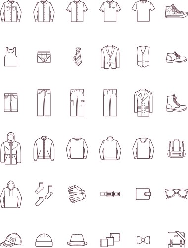 Men clothing icon set line style Royalty Free Vector Image