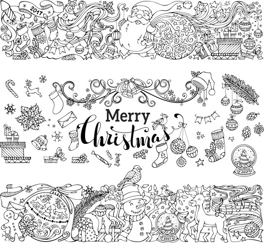 Merry Christmas Doodles - Festive Decorations Vector Image