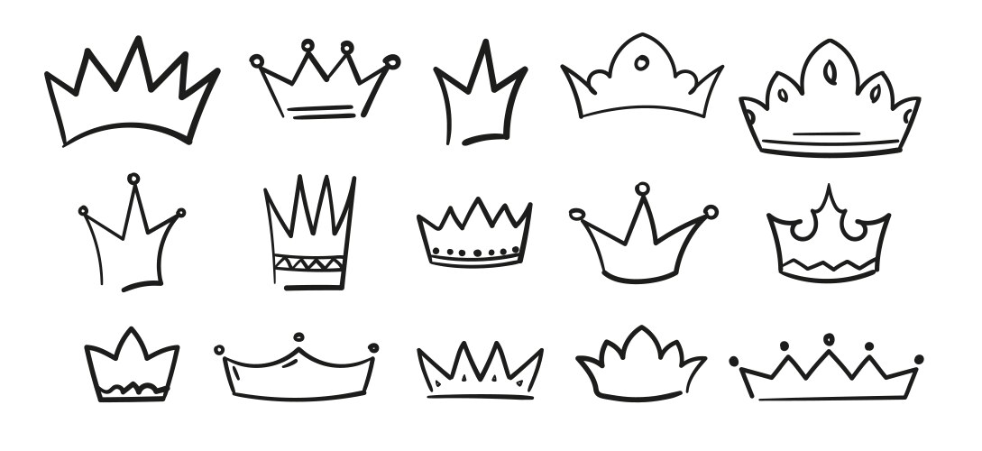 Sketch crown hand drawn king queen tiara doodle Vector Image
