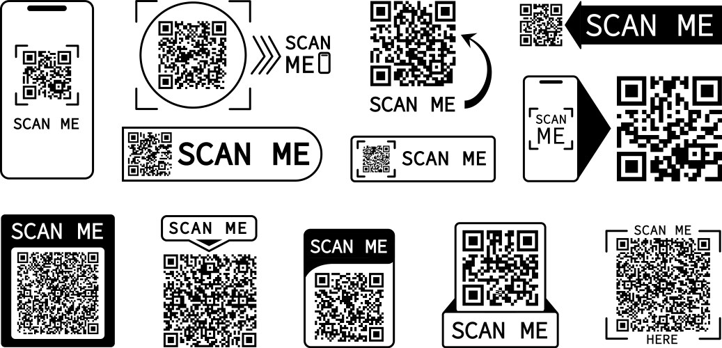 QR Code Badge Frames - Scan Me vector image