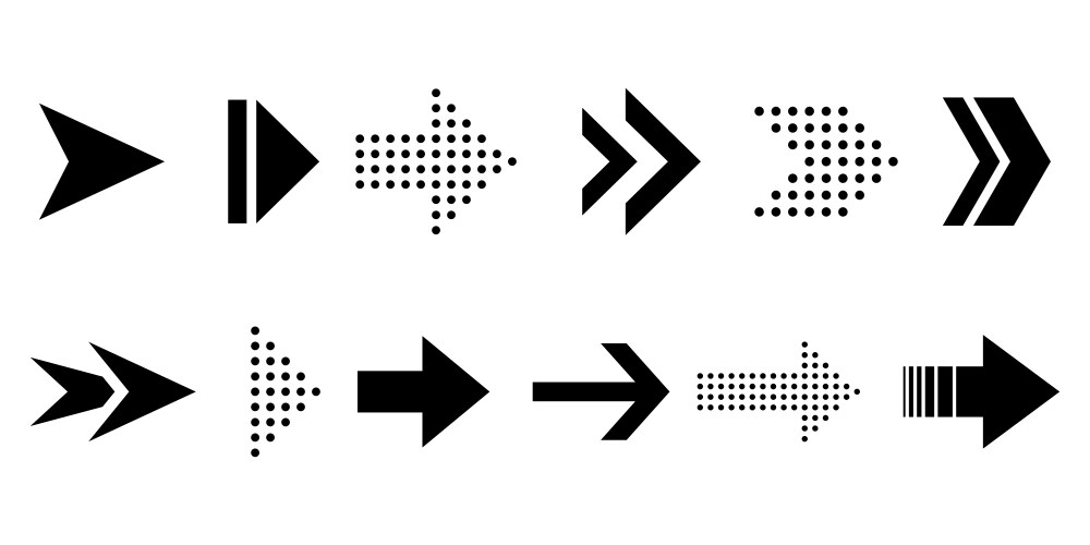 Set of arrow marks or collections arrows pointers vector image