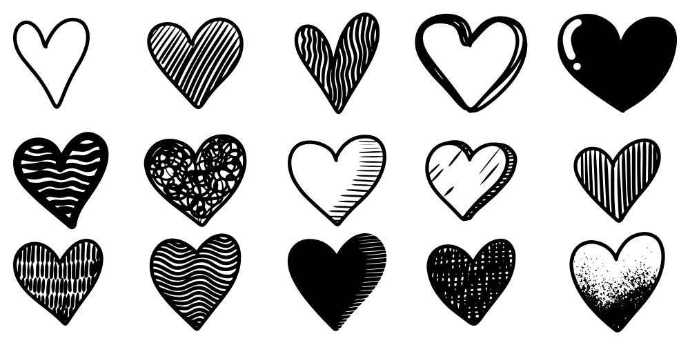 doodle sketch style of hearts icon vector image