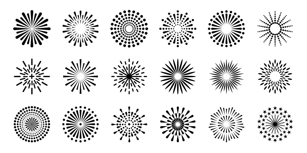 Firework icons radial explosions vector image