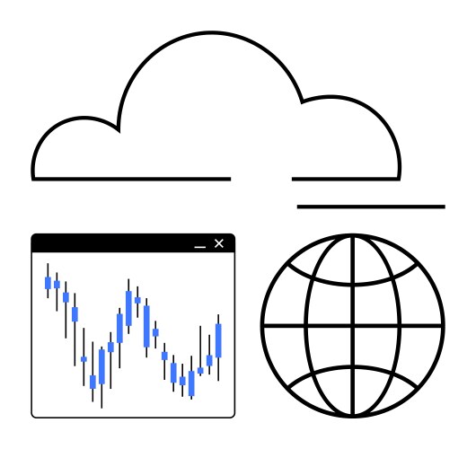 Cloud computing technology with web browser vector image