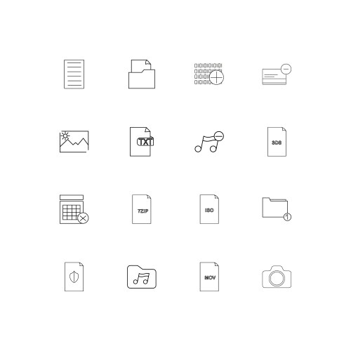 Files and folders sign simple linear icons set vector image