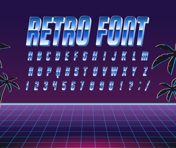 Retro font - fashion 80-90s futuristic Royalty Free Vector