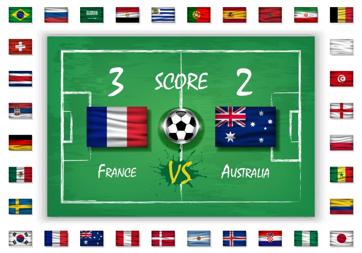 Football or soccer match with scoreboard vector image