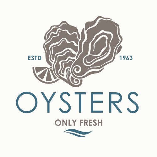 Oyster shell label vector image