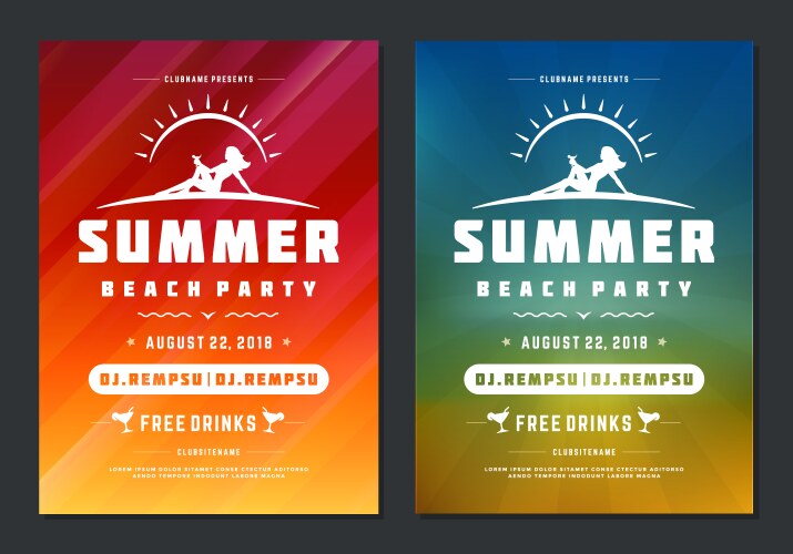 Summer party design poster or flyer night club vector image