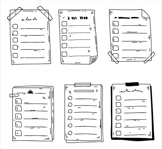 Document note list sketch checklist file vector image