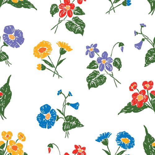 Seamless background of the drawn wildflowers Vector Image