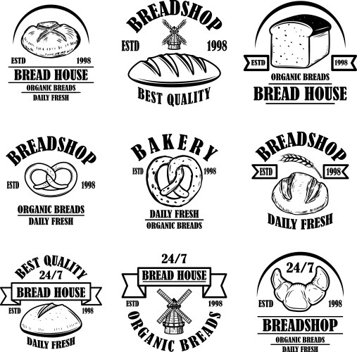 Bakery Bread Shop Emblems Vector Image