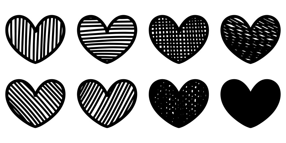 doodle sketch style of hearts icon vector