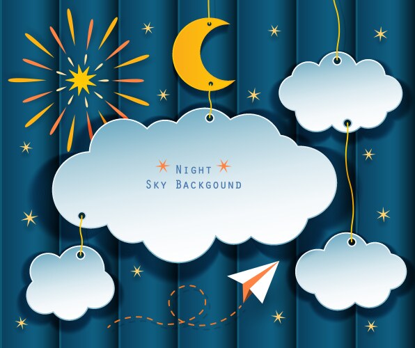 Night sky with stars clouds and moon Royalty Free Vector
