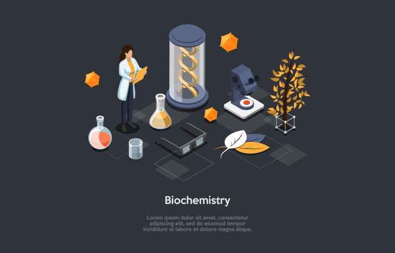 Concept of biochemistry scientist man in uniform vector image