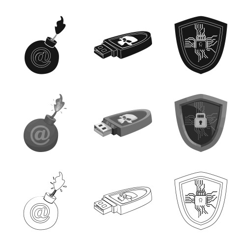 Isolated object of virus and secure icon set vector image