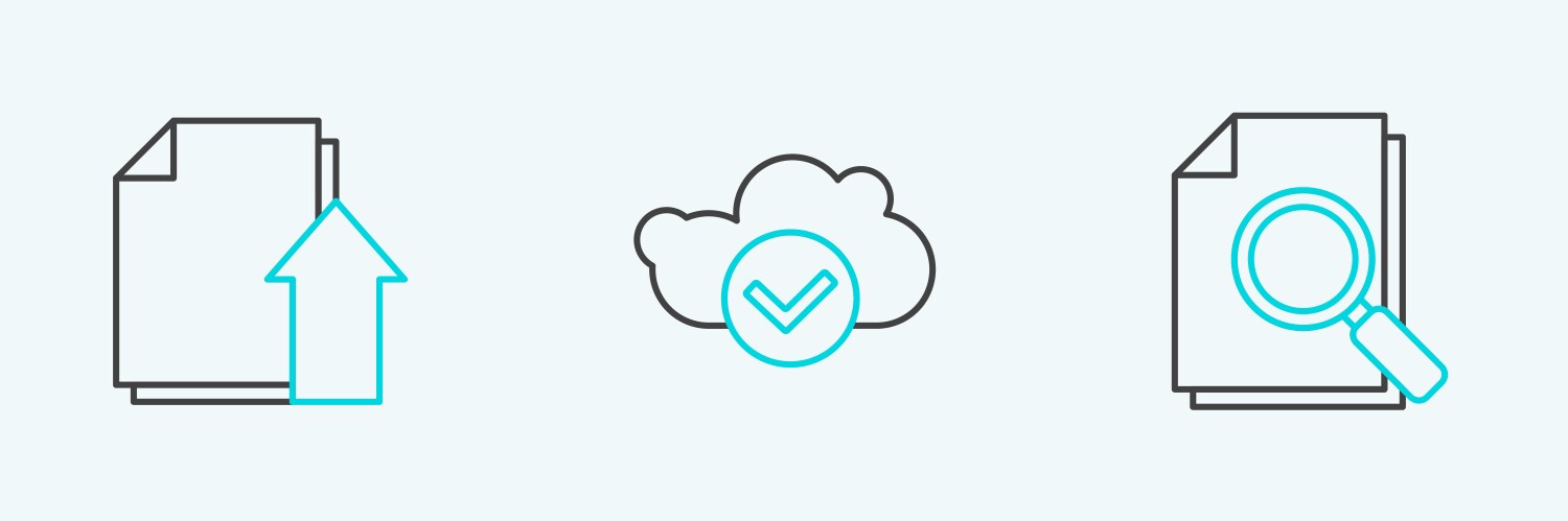 Set line document with search upload file vector image