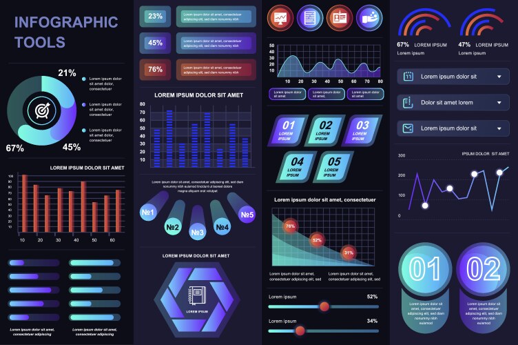 Bundle infographic ui ux kit elements vector image