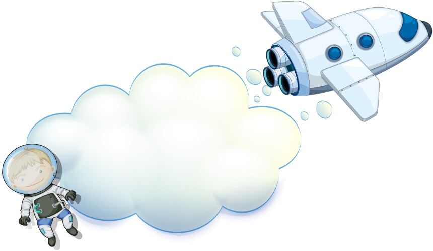 An empty space with a robot and spaceship vector image
