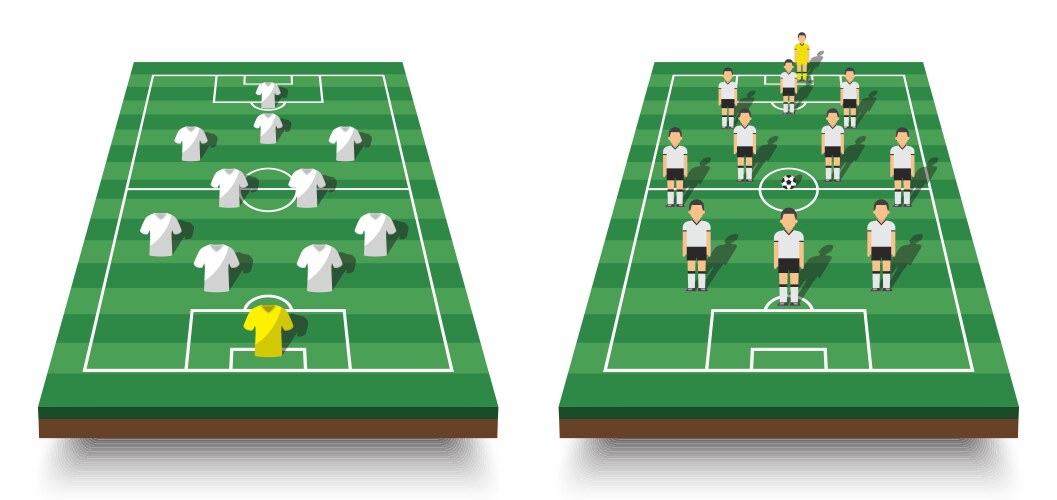 Soccer formations set with different color players