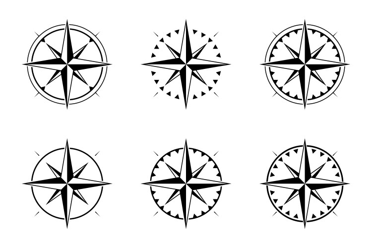 Compass rose icon set flat Vector Image