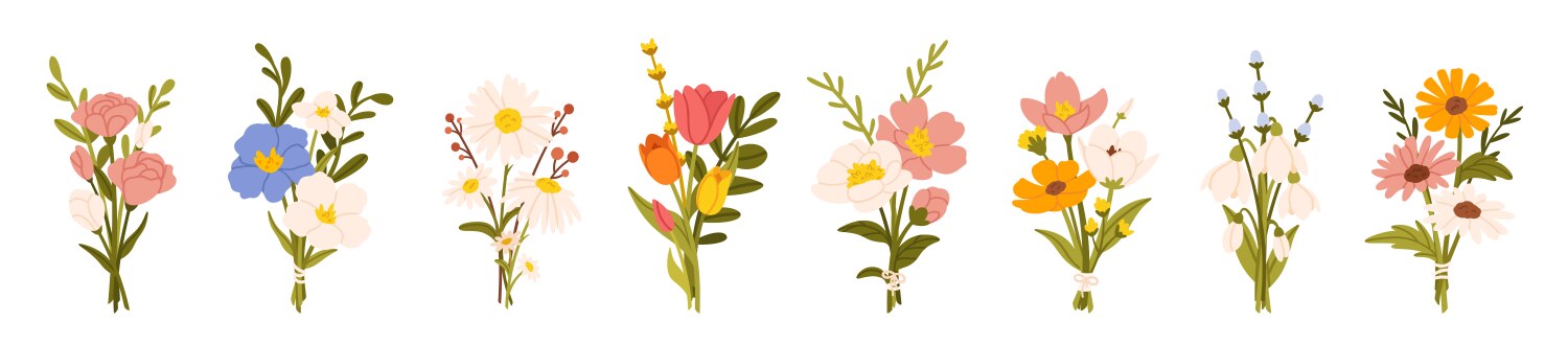 Flower bouquets garden blossoming flowers Vector Image