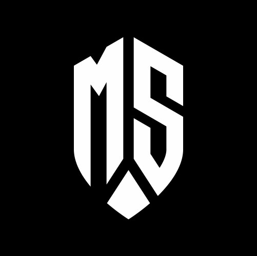 Ms logo monogram with gold colors and shield Vector Image