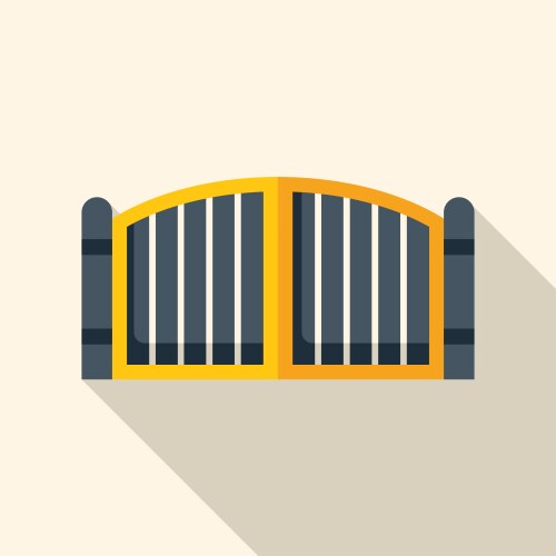 Yellow double sliding automatic gate closing Vector Image