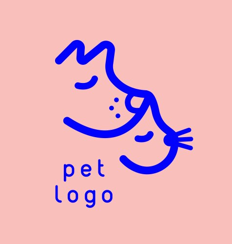 Cat dog minimalistic logo pet shop store Vector Image