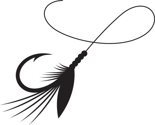 Fly Fishing Lure and Curved Line Icon Vector Image