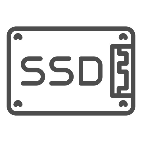 Solid state drive line icon data memory storage vector image